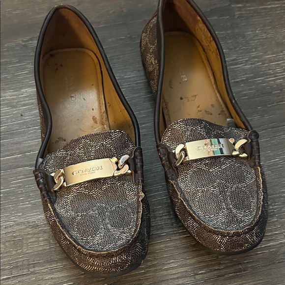 Coach Shoes - Coach Women's Patterned Brown Loafers with Gold Accent size 7.5